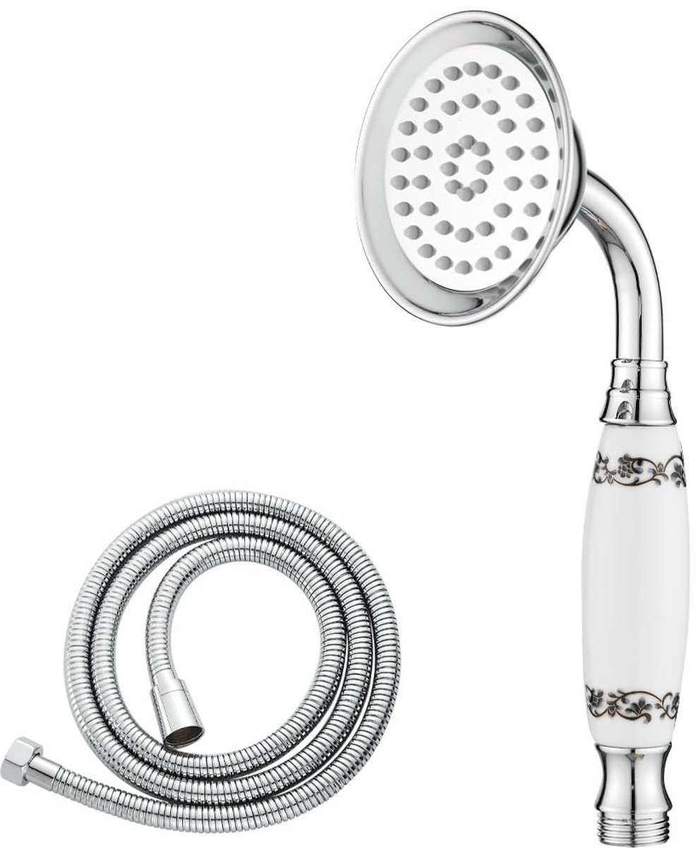 Ibenzoa® Elegante Retro Handdouche Set met Keramische Handgreep en Flexibele Slang voor Klassieke Badkamers