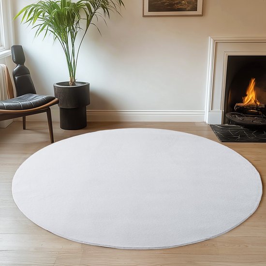Carvapet Tapijt Rond 150cm Zacht en Pluizig Tapijt Gebied Cirkel Antislip Wasbaar Boheems Mandala Vloertapijt Woonkamer Slaapkamer (Grijs
