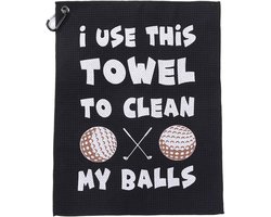 Stripe Grappige Golfhanddoek – I Use This Towel To Clean My Balls – Microvezel Golf Towel met Clip – Funny Golf Accessoires & Cadeau – 40x60cm