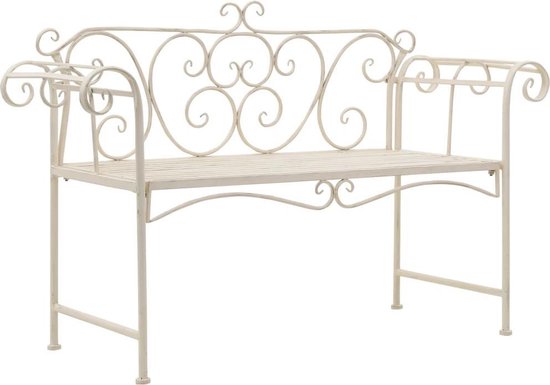 vidaXL Tuinbank 132 cm metaal antiek wit
