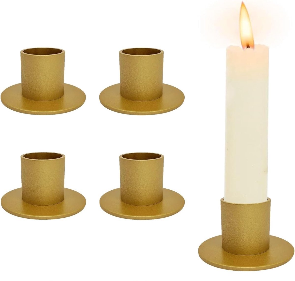 Ibenzoa Retro Vintage Kandelaars Set van 4 voor Stijlvolle Interieurdecoratie in Woonkamer, Eetkamer en Slaapkamer goud