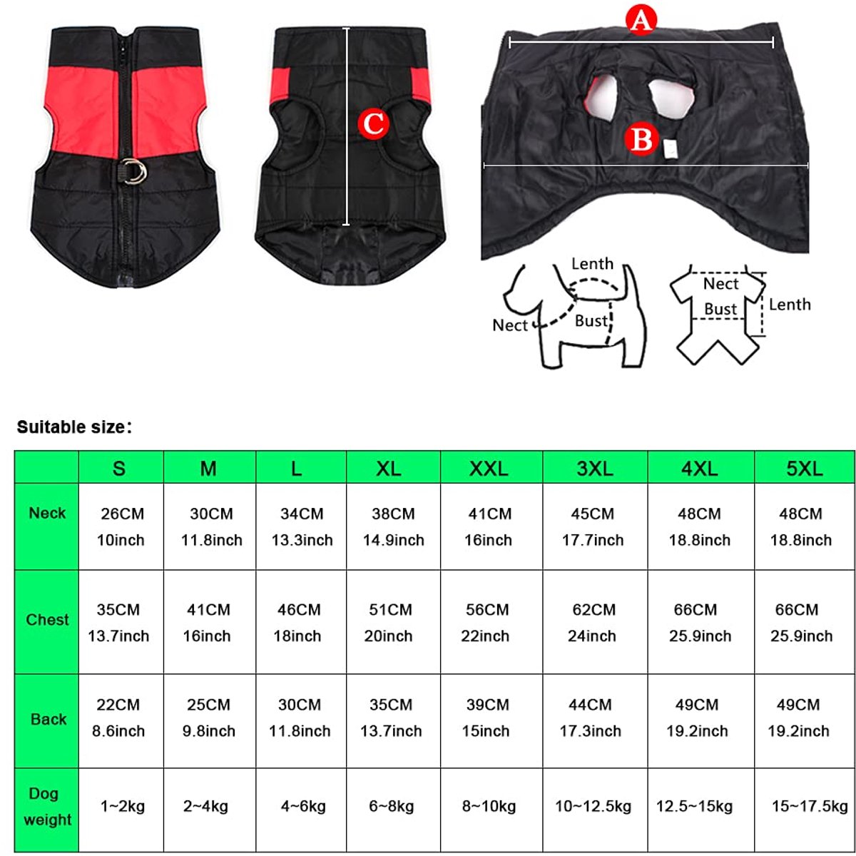 Ibenzoa® Warme Waterdichte Winterjas voor Kleine Huisdieren met Verstelbare Pasvorm en Comfortabele D-Ring