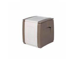 Sfree tuinbox-Tuinkussenbox – 100L Opbergbox met Deksel – Kunststof – Waterbestendig – Voor Buiten – Beige/Crème – Made in EU