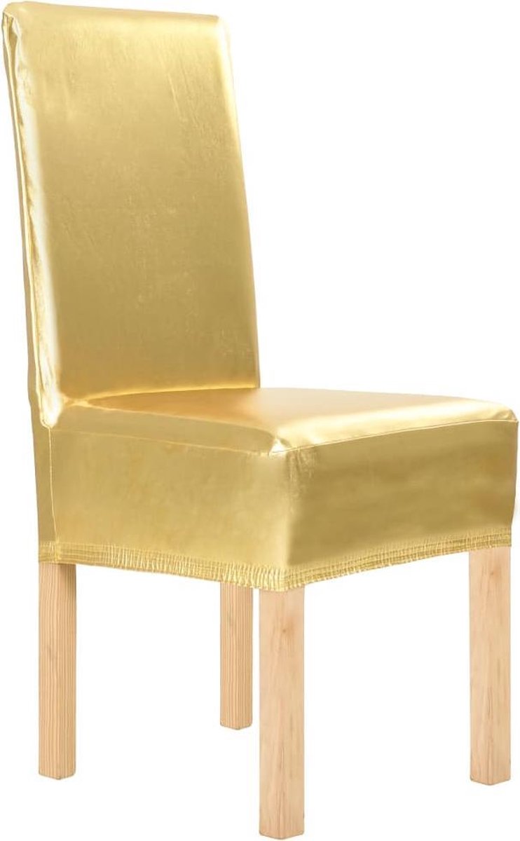 vidaXL 6 - st - Stoelhoezen - recht - stretch - goud