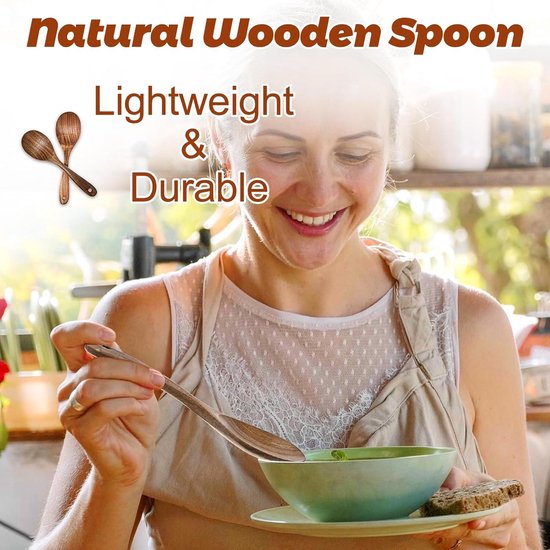 Mr.Woodware 60 cm houten lepel om te koken, extra lange steel ovale houten lepel om te mengen, roeren, proeven, brouwen, keuken, houten keukengerei