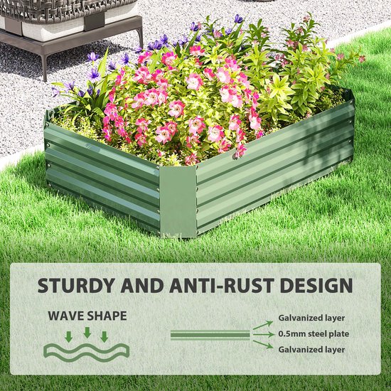 ML-Design Set van 2 verhoogde tuinbedden van metaal voor in de tuin, 120x60x30 cm, 200