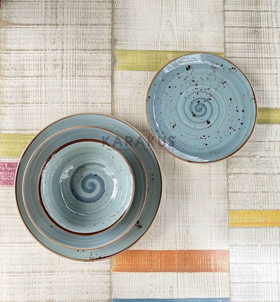 TULU KUTAHYA SERVIESSET 24-DELIG 6 PERS REACTIVE BLAUW GROEN