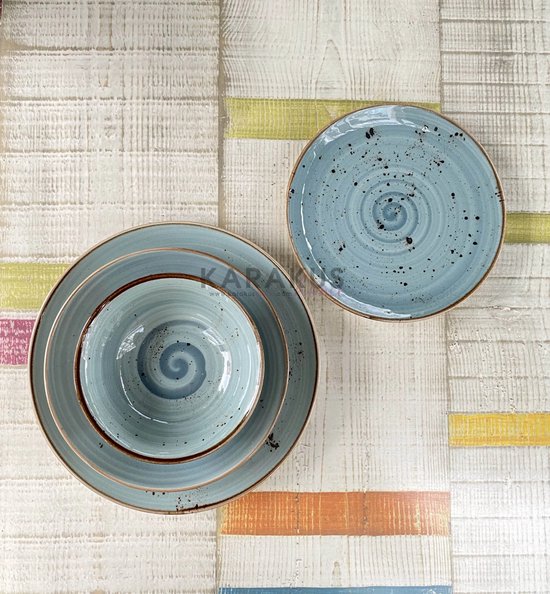 TULU KUTAHYA SERVIESSET 24-DELIG 6 PERS REACTIVE BLAUW GROEN