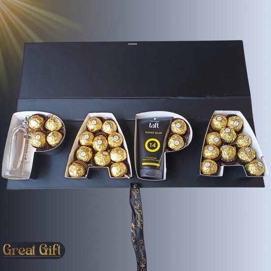 GreatGift - Coffret cadeau de Luxe Vaderdag - Pour papa - Coffret cadeau de Luxe - Ferrero Rocher - Parfum - Gel capillaire Taft - Cadeau Uniek pour lui