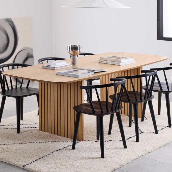 Table de salle à manger João | 220 x 105 x 75 cm | Oak design - Actona - Tables à manger en oval danois - Brun - MDF - Tables à manger en oval danois