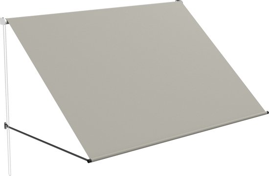 Aufun Parasol de balcon résistant aux UV - Store manuel rétractable en polyester acier télescopique - store de balcon réglable en hauteur et en inclinaison Parasol de balcon - 200 x 145 cm - gris