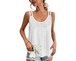 Dames Zomer Hemd - Wit Shirt - Geweven Top - Gebreid - Kant - Fashion