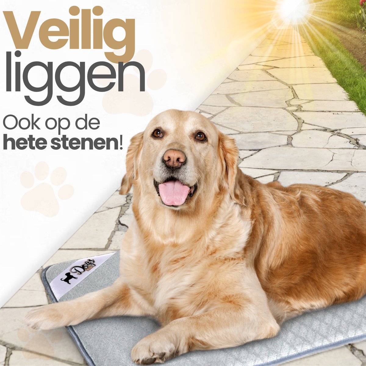 Koelmat Voor Grote Honden – 70x110 Cm, Met Watergel, Dubbele Sluiting, Krasbestendig, Voor Golden Retriever En Labrador