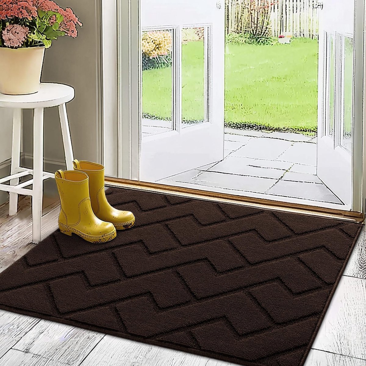 Ibenzoa Robuuste en Absorberende Entree Mat - Perfect voor Binnen en Buiten, 80 x 100 cm koffie