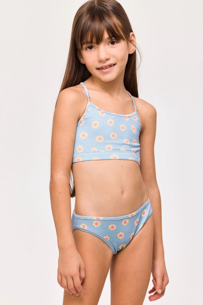 Woody bikini bloemen blauw - 251-10-ZWC-A/959 - maat 4 jaar