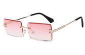 Knaak Gekleurde Zonnebril - Roze - Unisex - Festival - Accessoires - Gouden Frame - 1 stuk