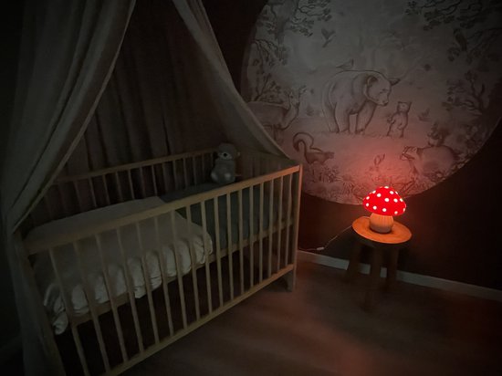 Droomlampje Paddenstoel – LED lampje met Zacht Rood Licht – Sprookjesachtig Design – Voor Kind & Babykamer – Droomlampjes Nachtlampje Paddenstoel