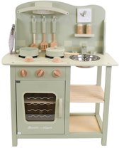 Bandits & Angels Houten Kinderkeuken Chef Deluxe Green vanaf 2 jaar voor Jongens en Meisjes - Aanrechthoogte 46 cm - incl. 8 Accessoires - Kinder Keuken Groen - Keukentje Hout