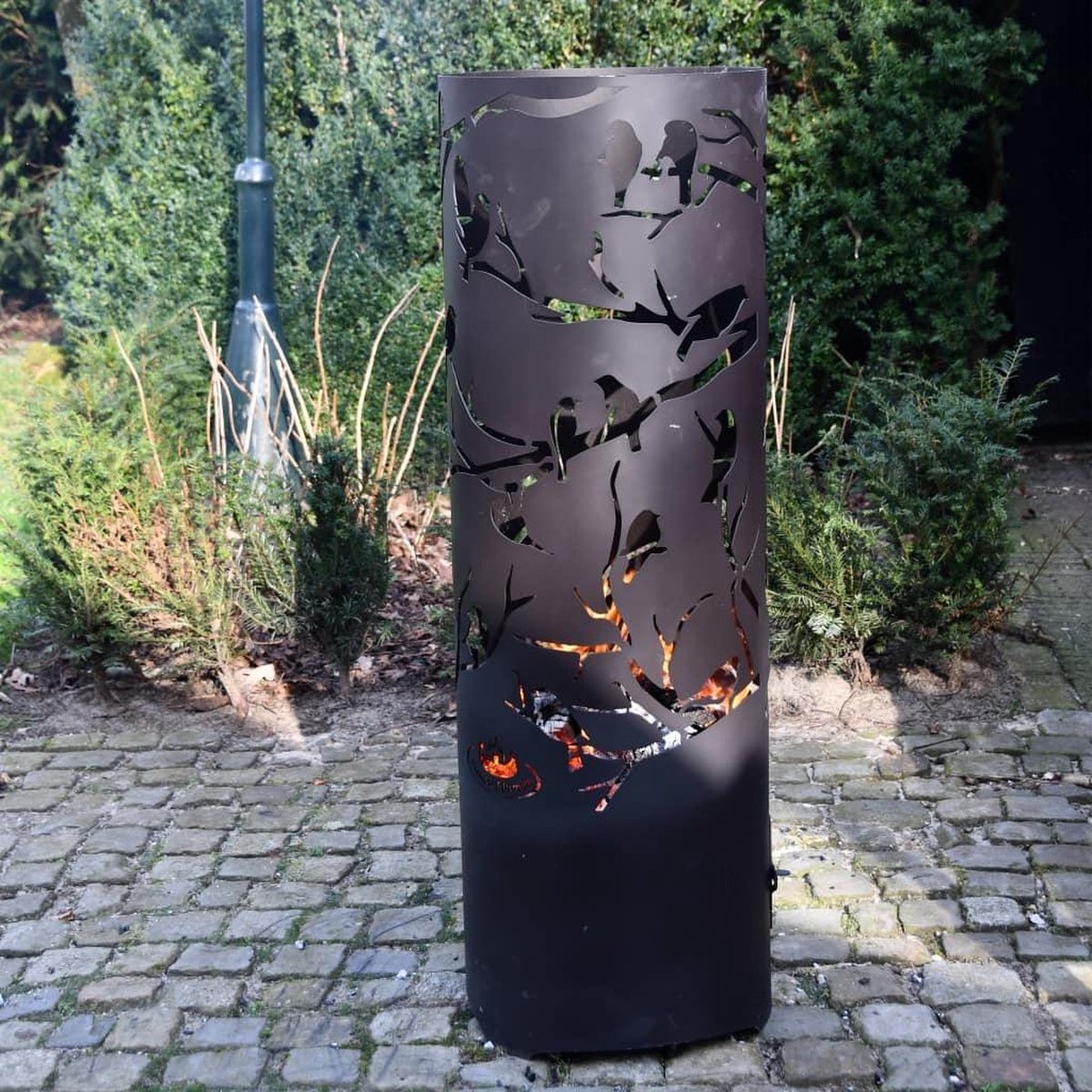 Esschert Design Fire Basket Birds on Twig Black