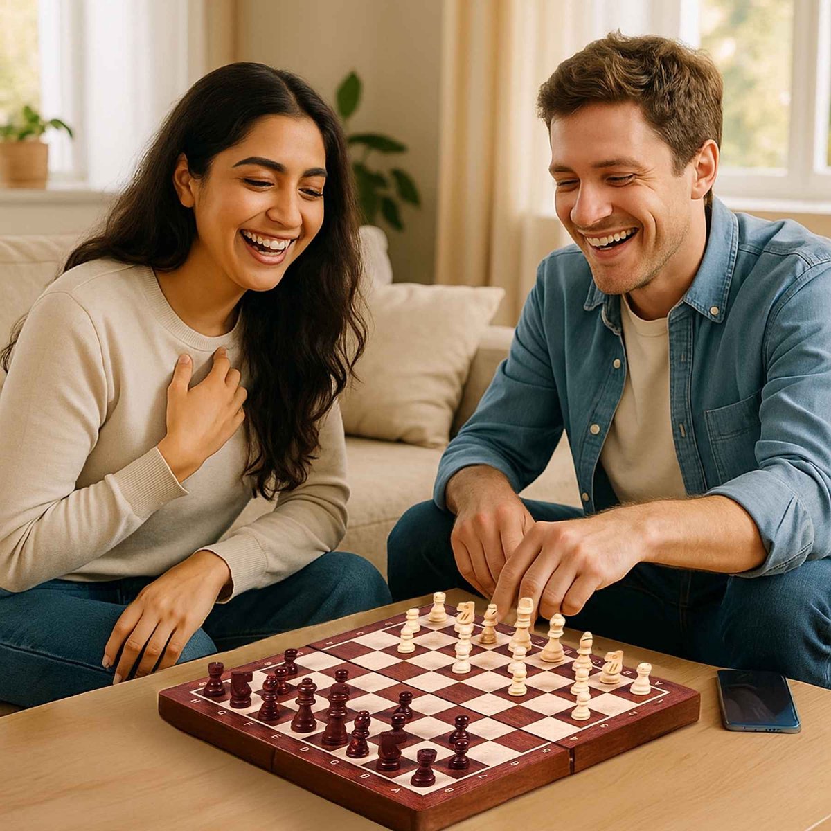 Asawa Schaakbord - Schaakspel XL met Schaakstukken - Chess - Magnetisch - Schaakset voor Schaken - 39x39cm - 2 Extra Koninginnen — afbeelding 5