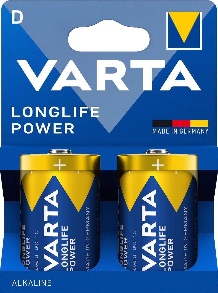 Varta Longlife Power D Batterijen - High Energy Alkaline - 2 Stuks