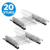 20 pièces cintres antidérapants pour pantalons avec chevilles pour hommes ou femmes - cintres avec pinces / pinces pour pantalons ou jupes - métal inoxydable - 31 cm de long