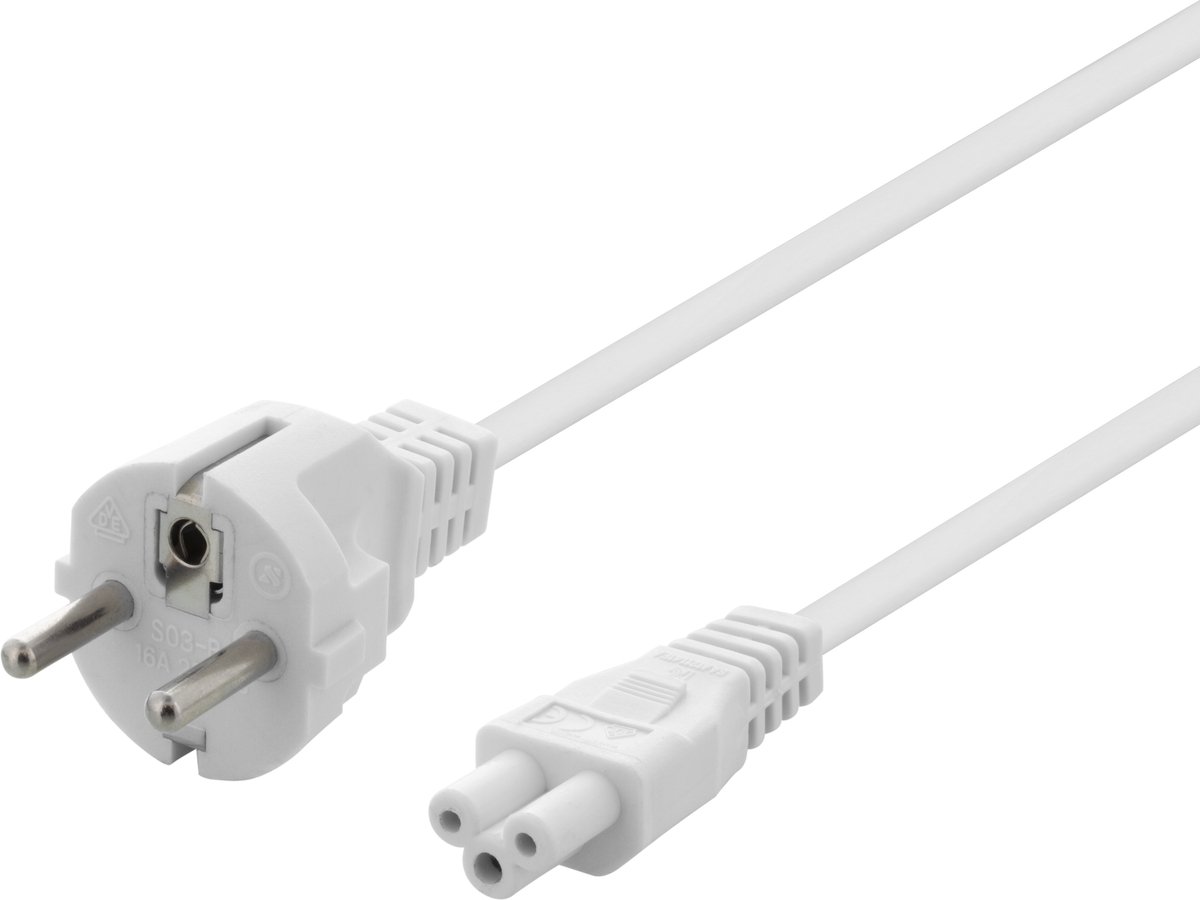 Deltaco DEL-109C-50V electriciteitssnoer Wit 0,5 m CEE7/7 IEC C5