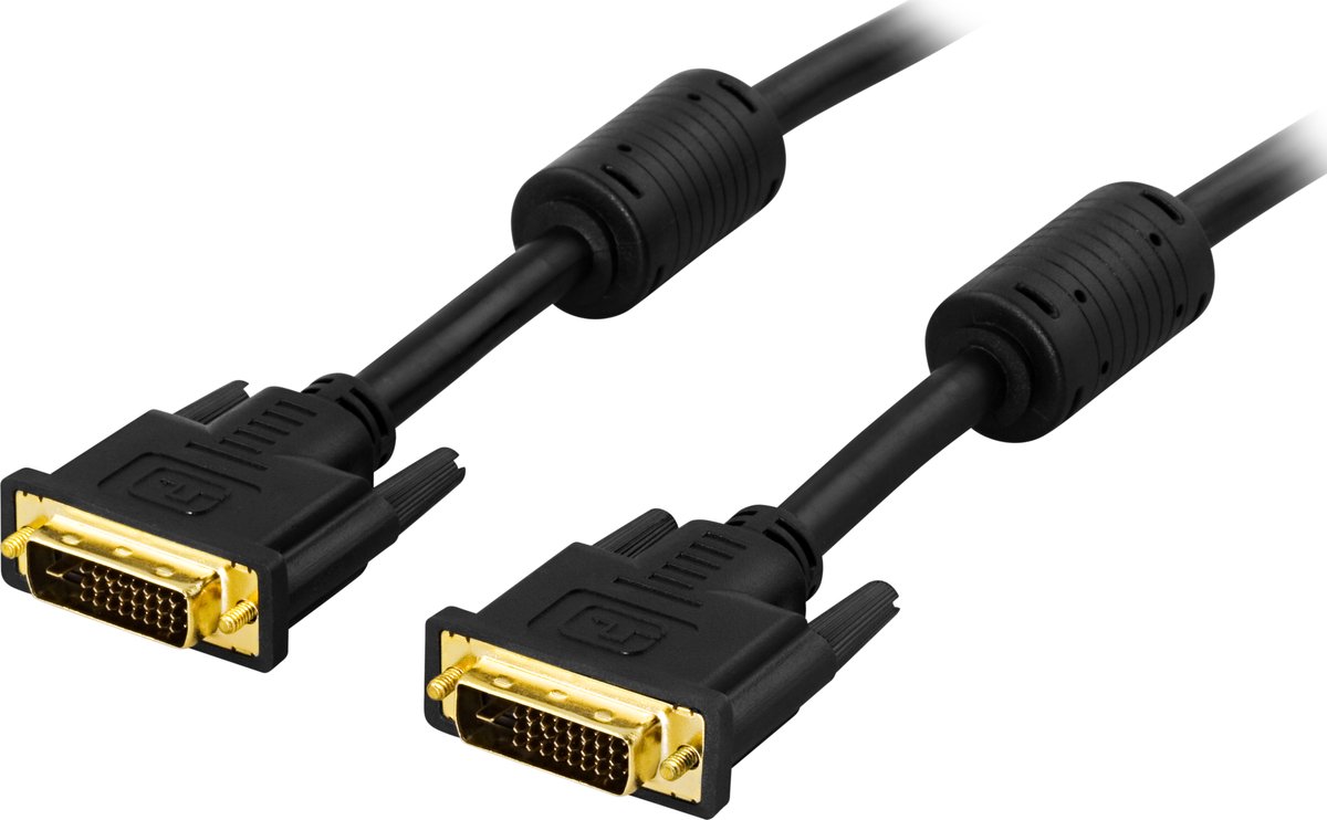 Deltaco DVI-600, 1 m, DVI-D, DVI-D, Mannelijk, Mannelijk, Zwart