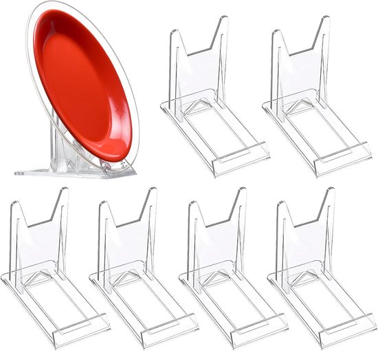 Bordenstandaard - 6 Stuks - Borden Display Standaard - Bordenhouder - Bordenrek - voor Sierborden - Schuifstandaard - Telefoonhouder - Visitekaartjes Houder - Boekenstandaard - Steun - Rek - Borden en Boeken - Kookboek - Display - Transparant