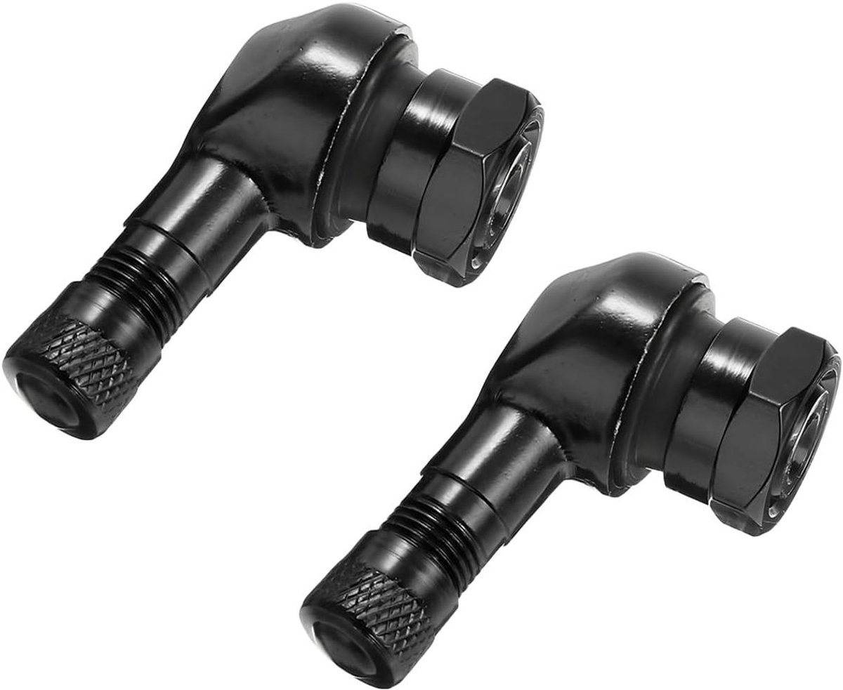 Pack of 2 Aluminium Valve Bar Dust Caps for Motorcycle Tyres (Black)