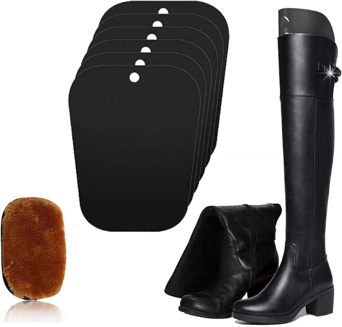 Laarsvorm inzetstukken hoge laarssteun vorminzetstukken 6 stuks 30 cm met 1 stuk schoenpoetshandschoen boot shaper vorm inzetstukken laarzenspanner dames laarzen houder voor dames en heren