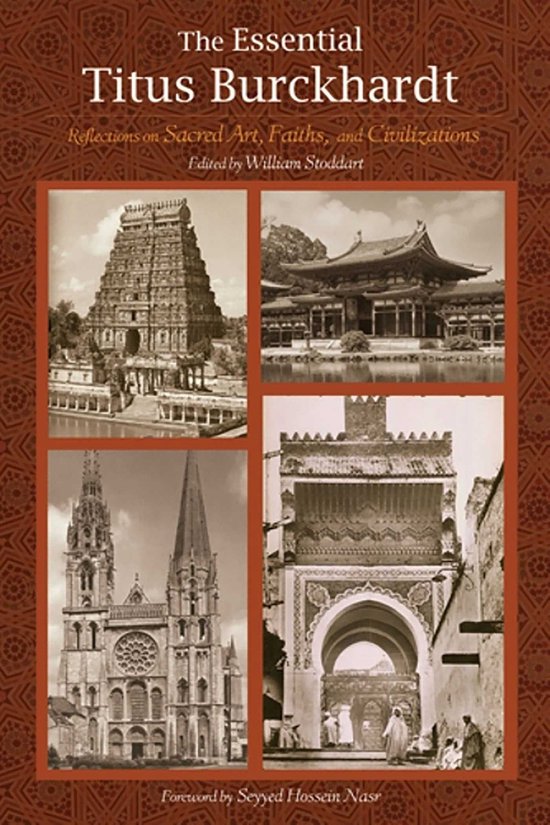 Boek 'The Essential Titus Burckhardt' met vier afbeeldingen van religieuze architectuur.