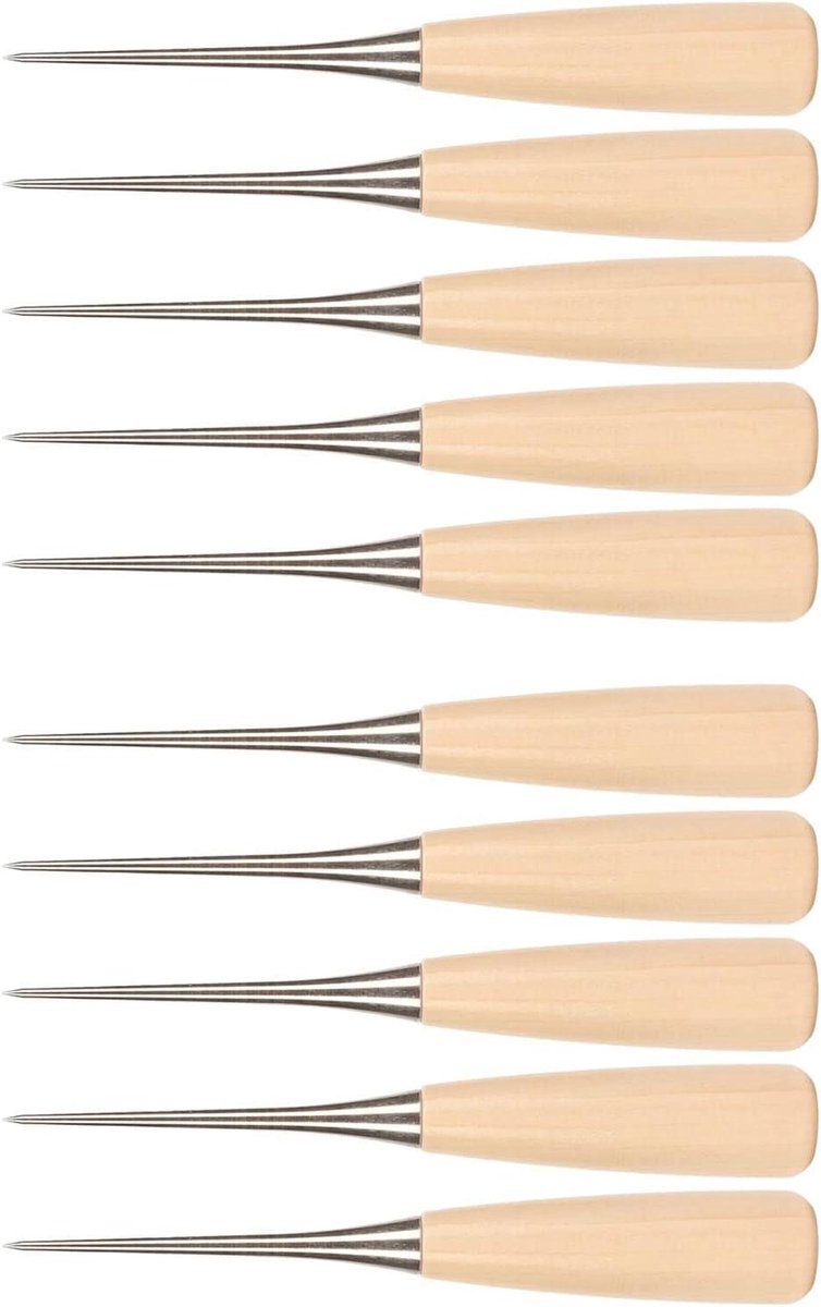 Houten Handvat Priem Awl Tool Arbeidsbesparing 10 Stks Rvs Draagbaar met Case Guard voor DIY Naaien voor Markering - Beste kwaliteit en duurzaamheid