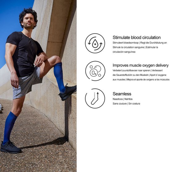 Sport Essentials - Bas de contention - Lot de 2 - Zwart - Tailles 35-38 - Bas de contention - Chaussettes de ski