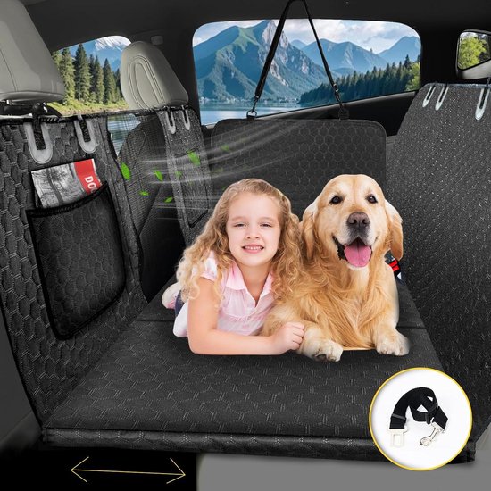 Car Back Seat Dog Blanket - Scratch-Resistant, Water-Repellent with Side Protection and Viewing Window