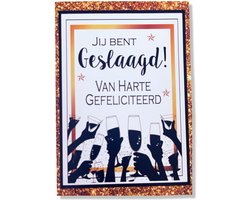 Geslaagd Wenskaart - 12x17cm - Gevouwen kaart inclusief envelop - Diploma Gehaald