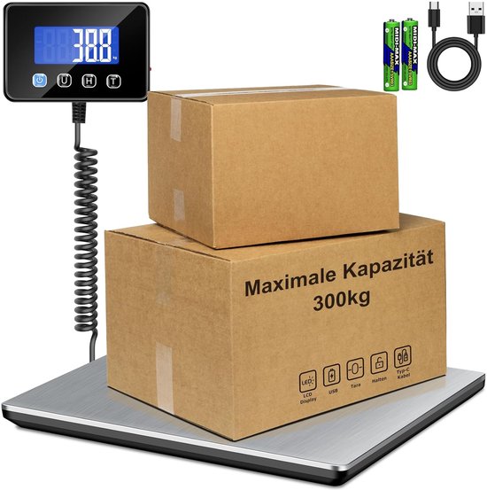 Platformweegschaal - 300 kg / 0,02 kg - 40 x 50 cm - achterpaneel - LCD