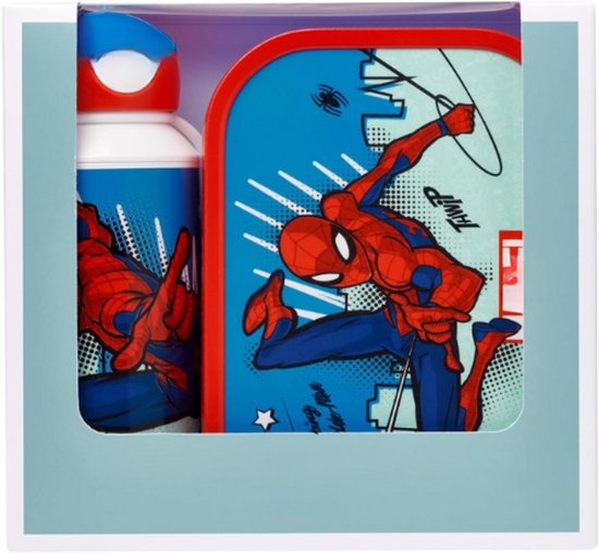 Mepal Campus Lunch Set Enfant - Spiderman - Avec Gourde Pop-Up (400 ml) et Boîte à Lunch (750 ml) - Sans BPA - Pour École ou en Bébé en route - Lavable au lave-vaisselle