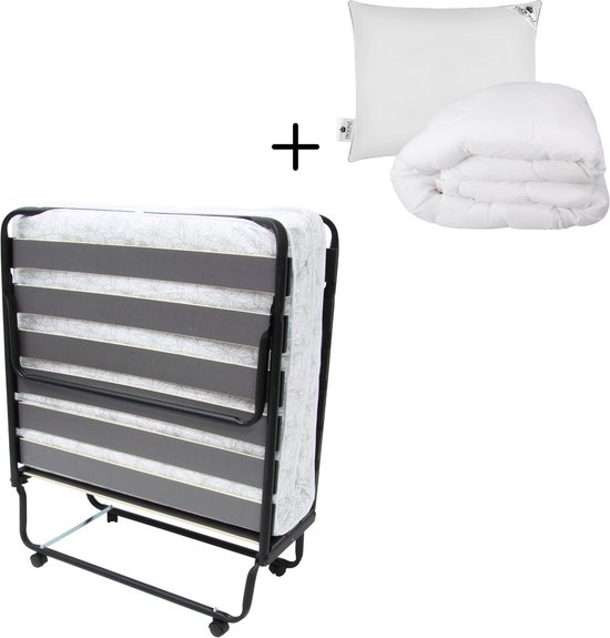 Troonz® Vouwbed Morena Royal | 90 x 200 cm | Logeerbed inclusief Hoofdkussen en Dekbed | Luxe Matras | Opklapbed Eenpersoonsbed | Logeermatras Opvouwbaar | 30 dagen proefslapen