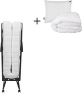 Troonz® Opklapbed Verona 90x200 cm - Logeerbed met Ergonomisch Matras van 11cm - incl. Hoofdkussen en Dekbed - Lattenbodem - Incl. Wielen