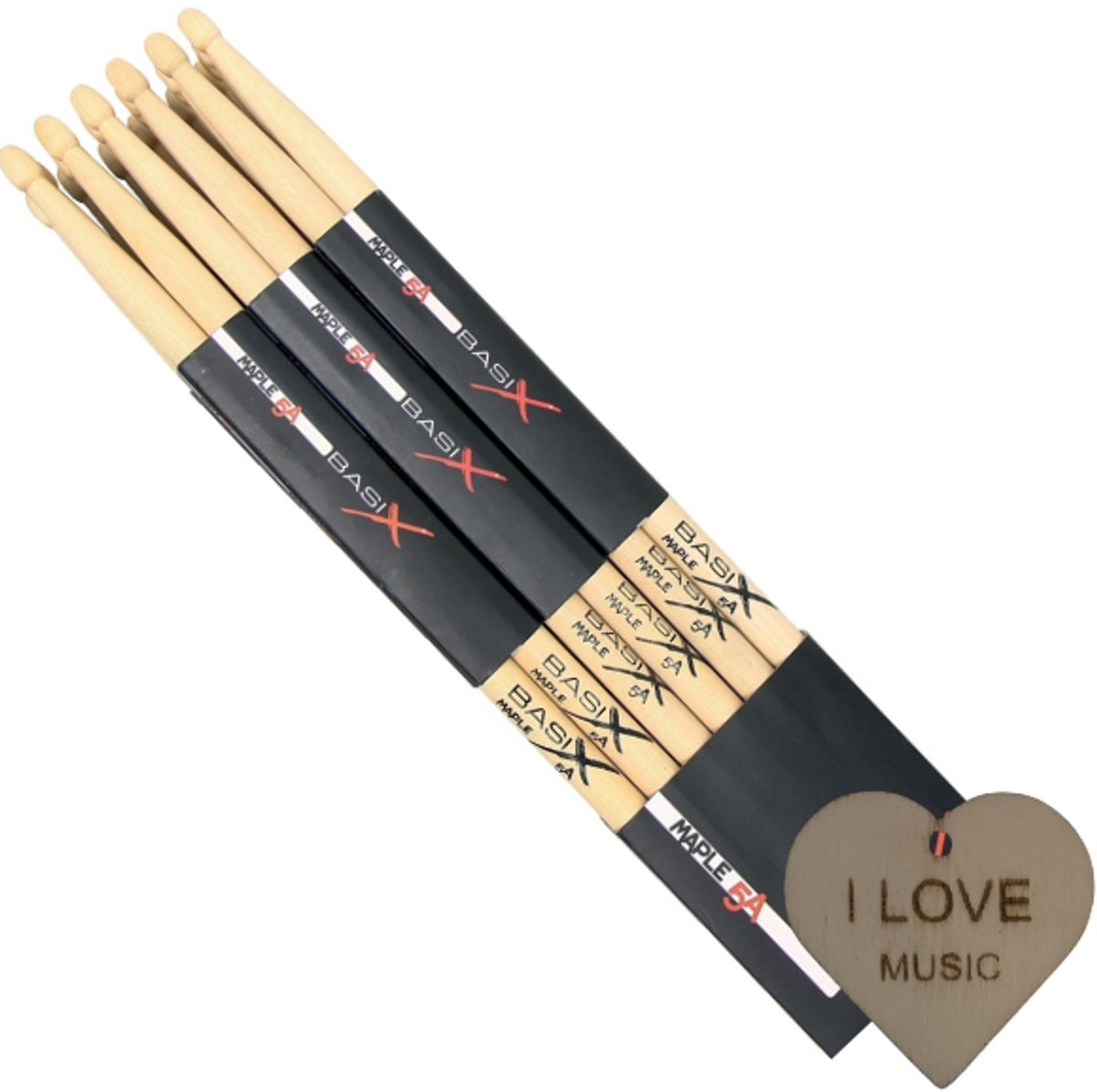 Gewa Pure 5A Drumstokken – 12 Paar Houten Drumsticks met Specter Sleutelhanger | Allround Drumstokken voor Rock, Pop & Meer