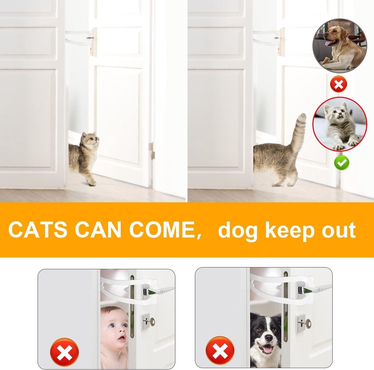 Wordcam Katzentür, Innentür, 2-Wege-Verriegelung, Innentür für Katzen