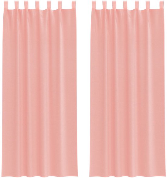 vidaXL - Rideaux - voile - avec - passants - 2 - pcs - 140x260 - cm - rose