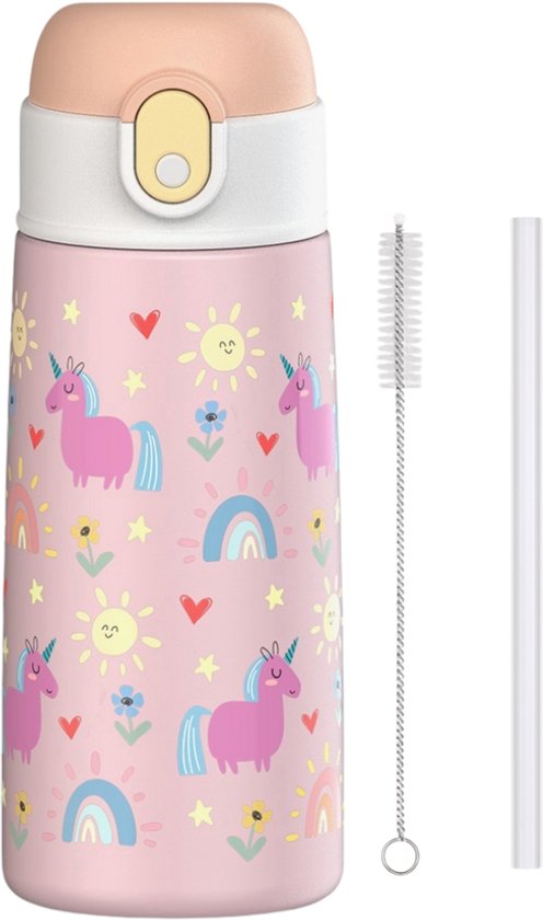 Pure Luv RVS Drinkfles met rietje
