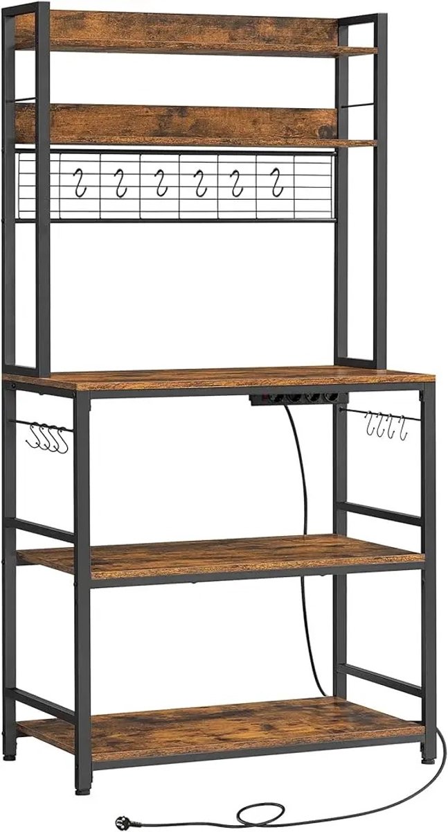 Mila Shop Keukenrek staand - Keukenkast met stopcontact - Kruidenrek - Magnetronplank - 40x80x170cm