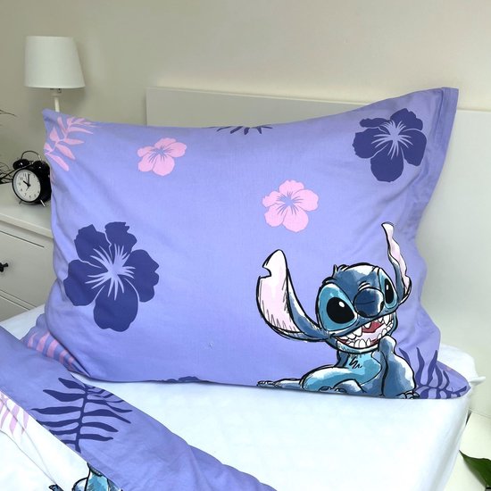 Disney Lilo & Stitch Dekbedovertrek, Flower - Eenpersoons - 140 x 200 cm + 70 x 90 cm - Katoen