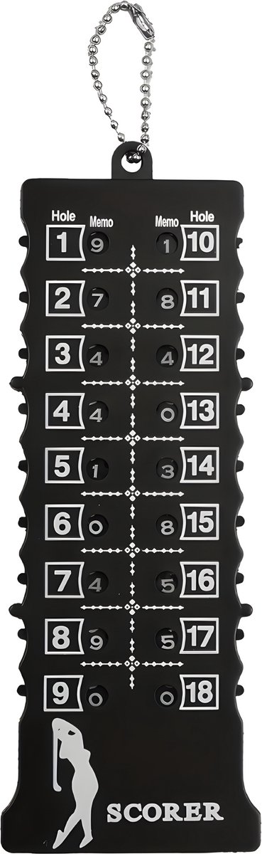 Stripe golf scoreteller 18 holes met clip, slagenteller per golf hole