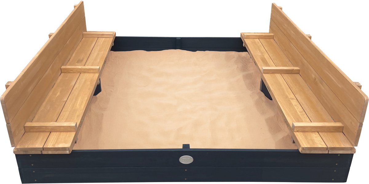 AXI Ella XXL Zandbak 150 x 150 x 20 cm in Antraciet/bruin - Met Zitbankjes en Deksel – FSC hout – Extra grote zandbak voor kinderen — afbeelding 6