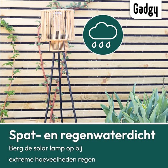 Gadgy Solar Rattan Buitenlamp - Waterdichte LED Staande Tuinlamp met Statief, Solar lamp voor Balkon, Terras en Tuindecoratie - Duurzame Verlichting op Zonne-energie