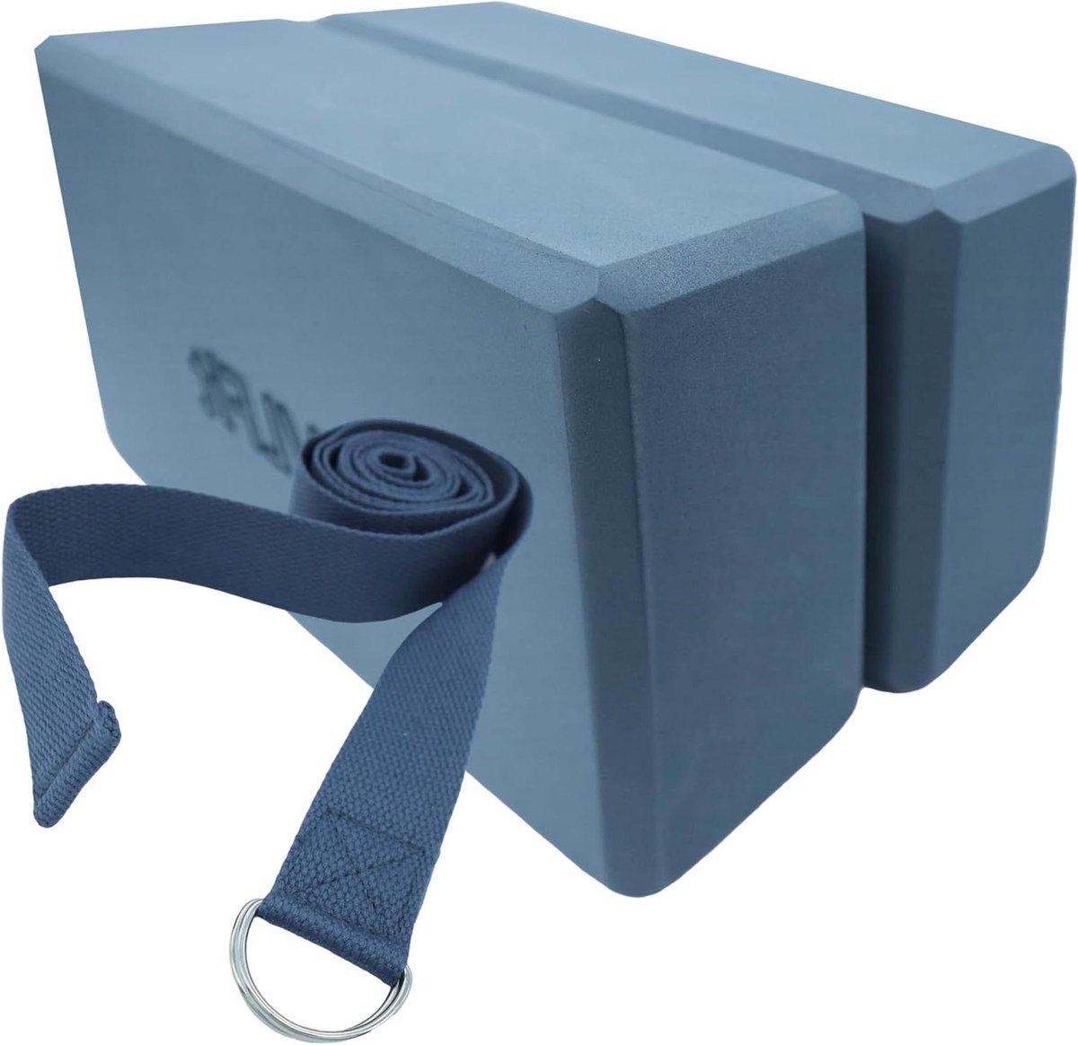 Set van 2 hoge dichtheid yoga-blokken en katoenen stretchband met yoga-D-ring - kleur naar keuze